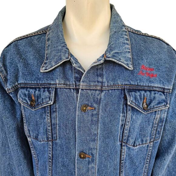 Vintage Riviera Hotel Casino Las Vegas Denim Jacket Circe Jeans Size L 90s Embro - Picture 3 of 11